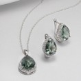 Exkluzívna, ródiovaná sada so zirkónmi, zelené slzy - 54,90 €